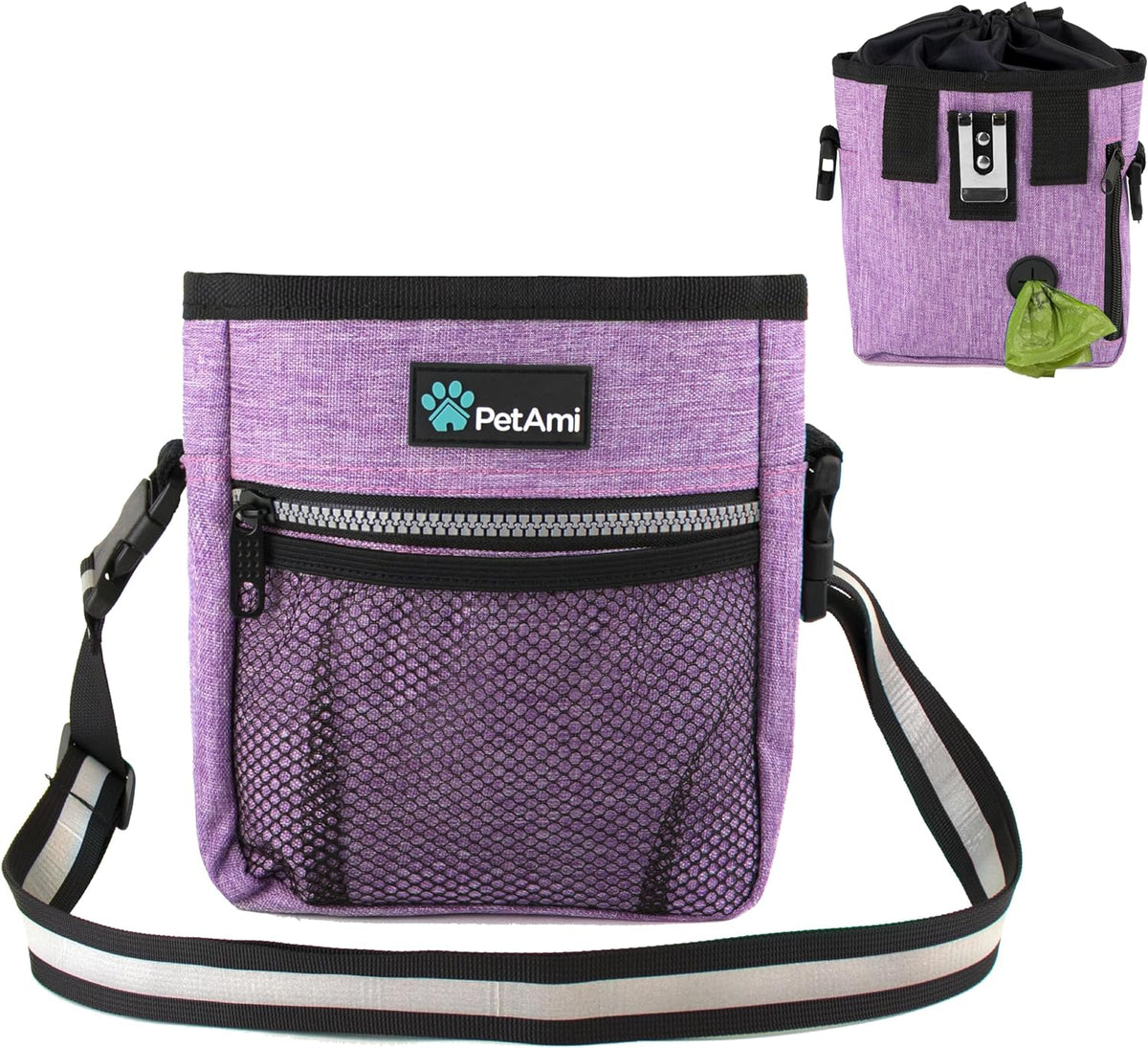 Hands Free Dog Treat Pouch for Training and Walking, Purple