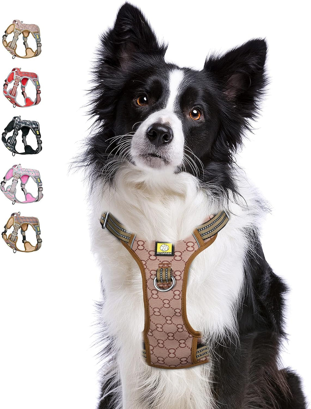 Front Clip Dog Harness,  No Pull Reflective Dog Walking Harness, Dog Vest Harness with Sturdy Dual-Clips for Training, Adjustable No Choke Pet Harness(L) Brown