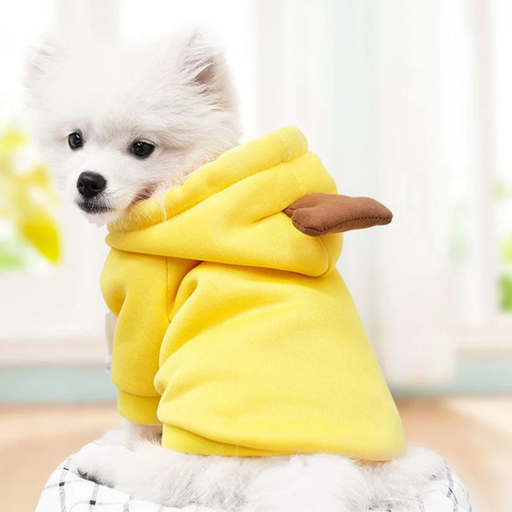 Side view of the banana dog hoodie