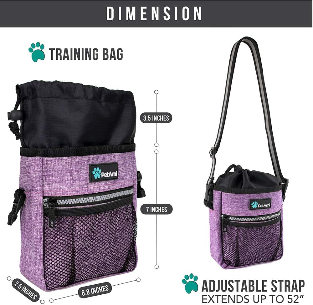 Hands Free Dog Treat Pouch for Training and Walking, Purple