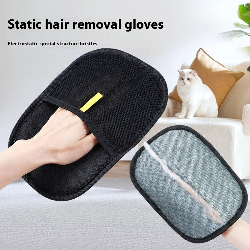 Electrostatic pet hair removal glove