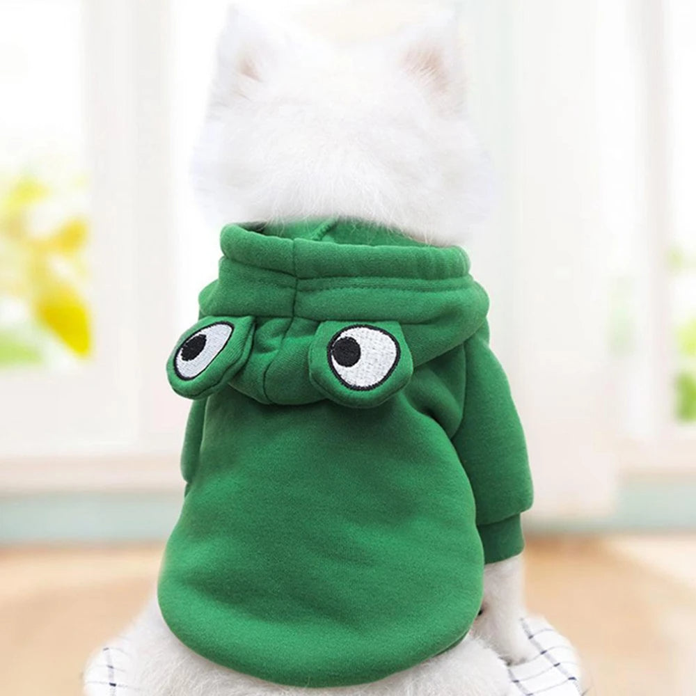 Back view of the frog dog hoodie