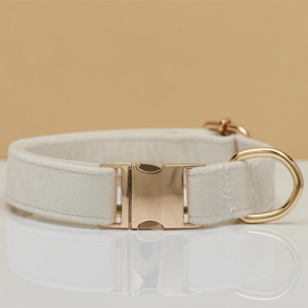 Velvet dog collar – Cream