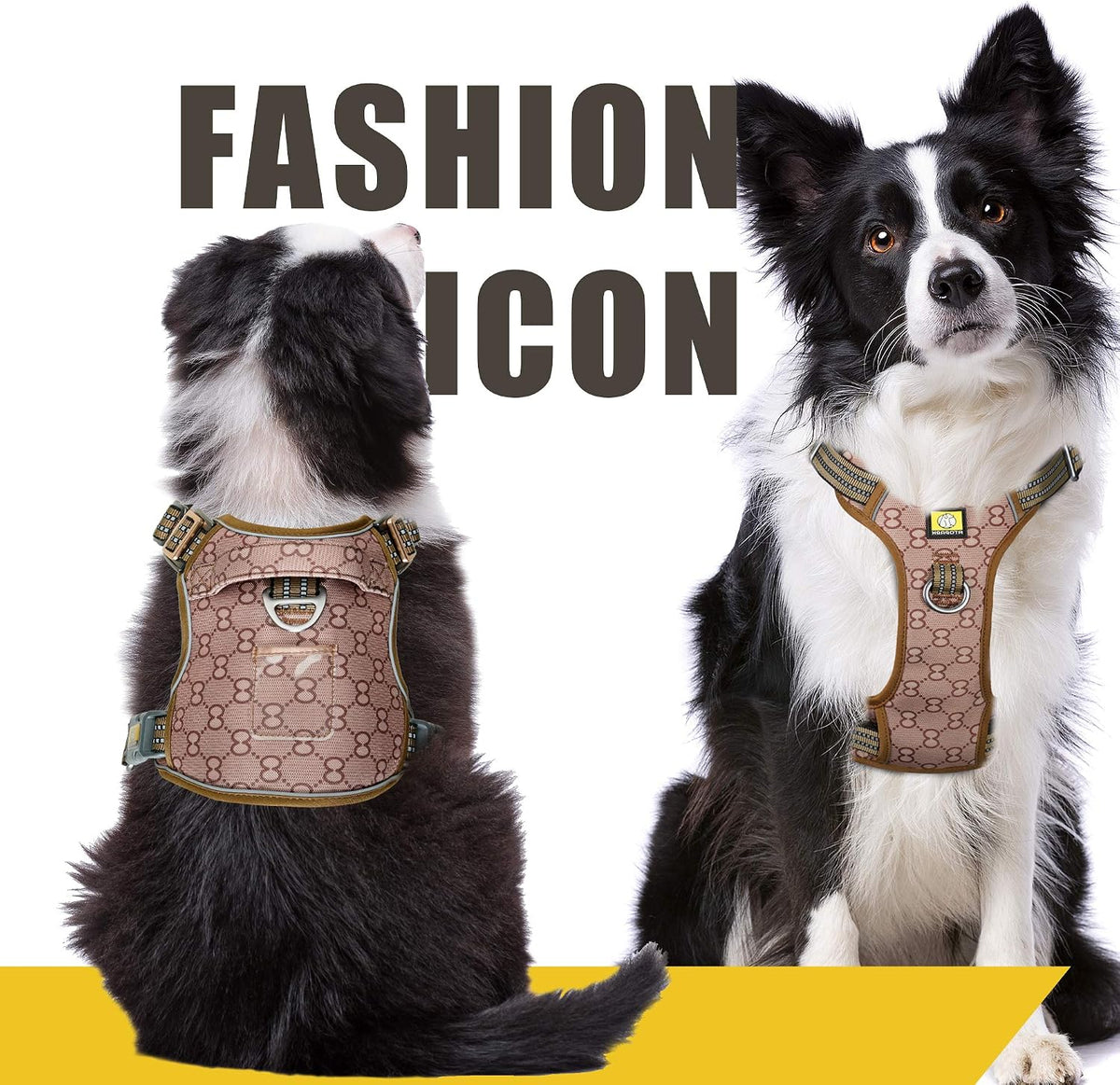 Front Clip Dog Harness,  No Pull Reflective Dog Walking Harness, Dog Vest Harness with Sturdy Dual-Clips for Training, Adjustable No Choke Pet Harness(L) Brown