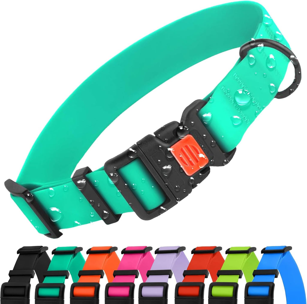 Heavy Duty Waterproof Dog Collar, Pvc-Coated Nylon (Mint Green, 10-13)
