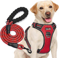 No Pull Dog Harness Adjustable Reflective Oxford Easy Control Medium Large Dog Harness with a Free Heavy Duty 5Ft Dog Leash, Blue, S