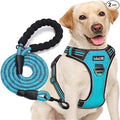 No Pull Dog Harness Adjustable Reflective Oxford Easy Control Medium Large Dog Harness with a Free Heavy Duty 5Ft Dog Leash, Blue, S