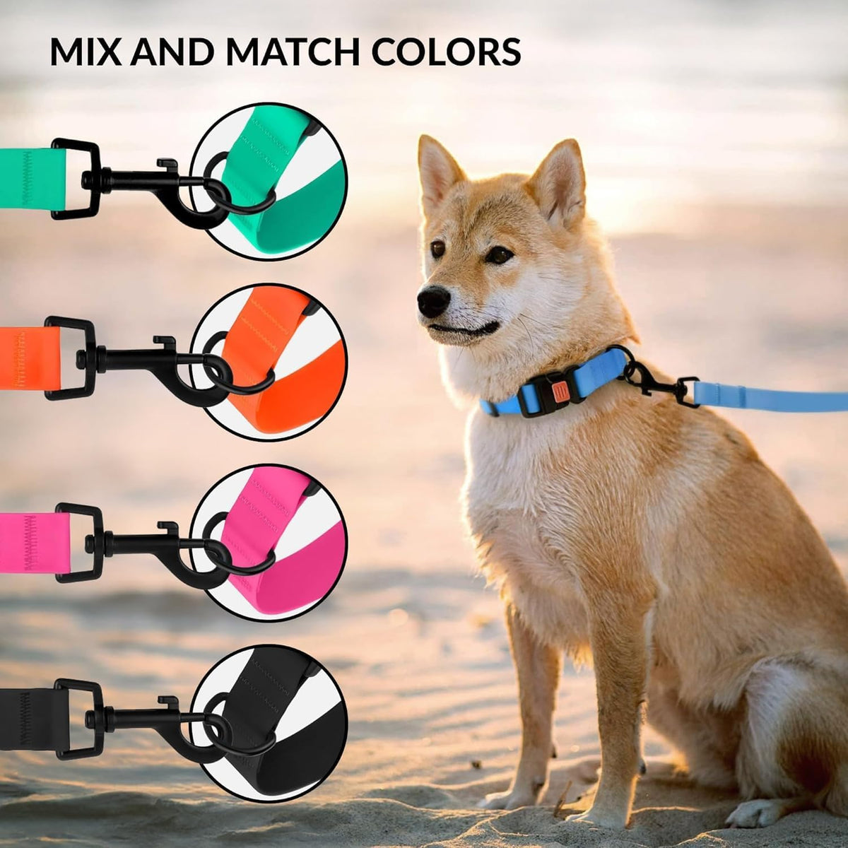 Heavy Duty Waterproof Dog Collar, Pvc-Coated Nylon (Mint Green, 10-13)