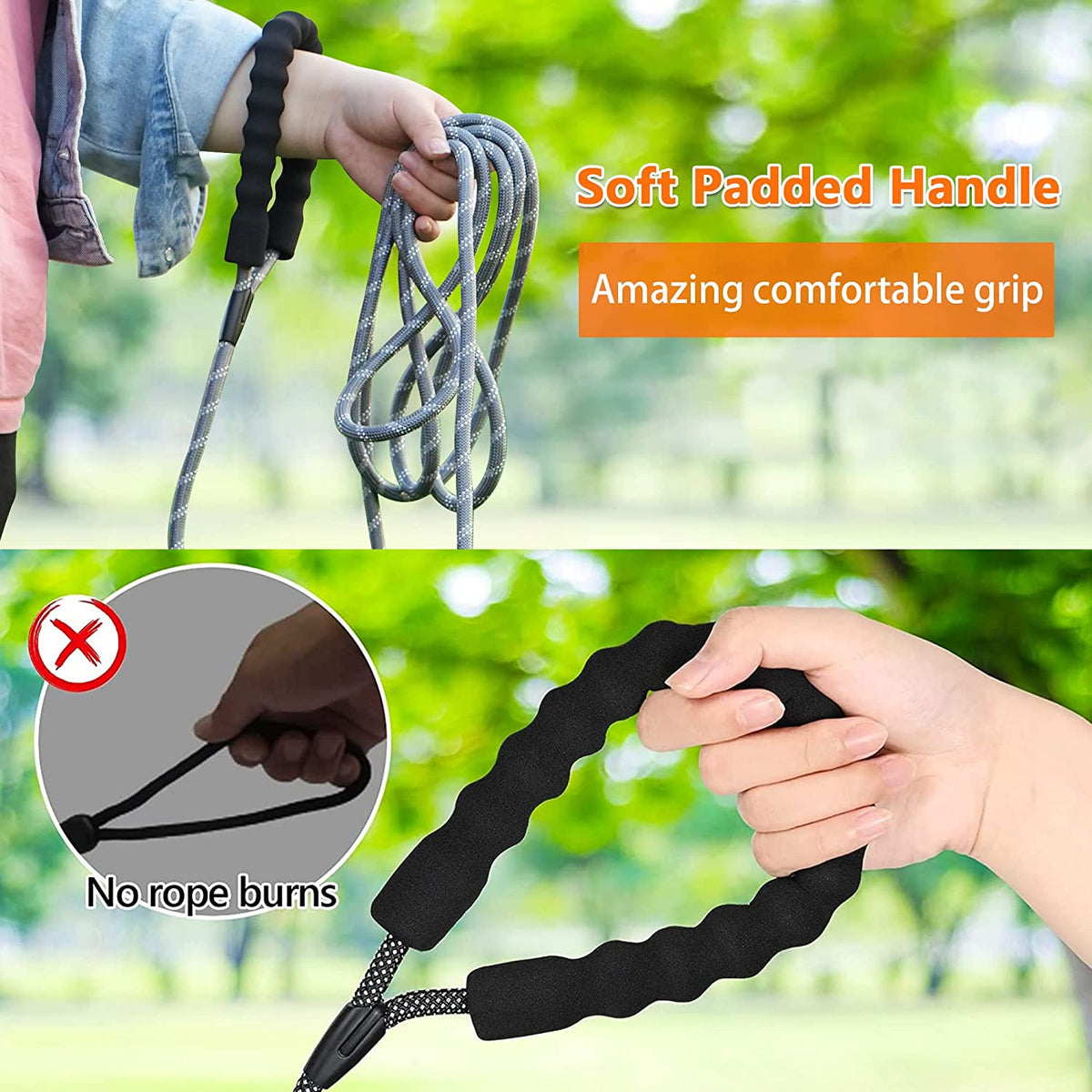 Heavy Duty Dog Leash - 30FT Reflective with Swivel Lockable Hook and Comfortable Padded Handle, Puppy Leash for Walking, Hunting, Camping, Backyard - Blue