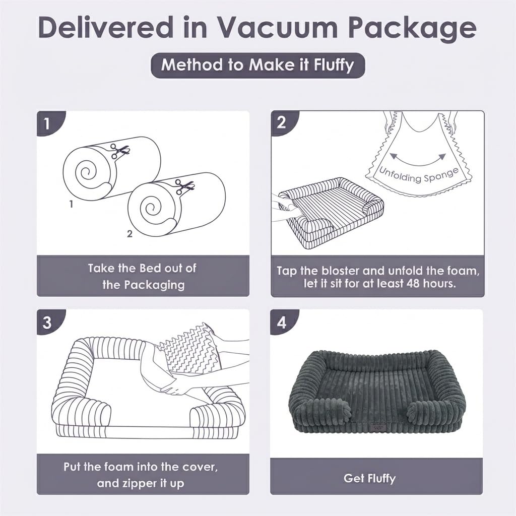 Vacuum-packed delivery and how to fluff