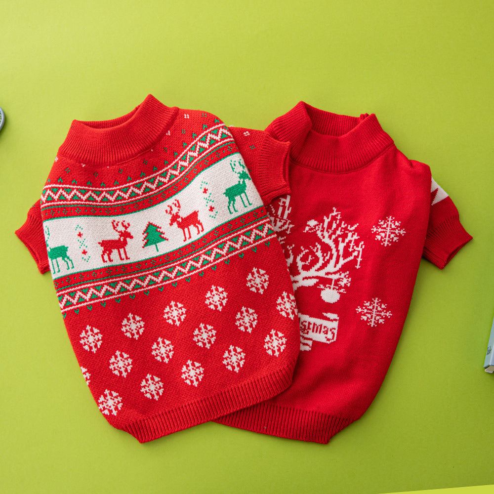Front and back of the Christmas dog sweater