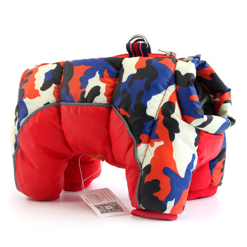 Dog snowsuit – Red Camo
