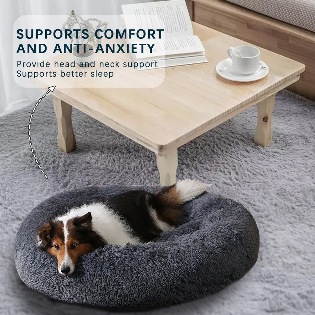 Donut dog bed in a living room