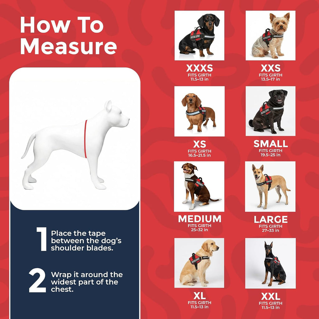 Emotional Support Vest Harness Small 19.5-25 in Bright Red