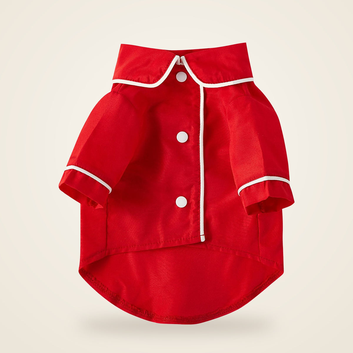 Classic red button-front dog pajamas