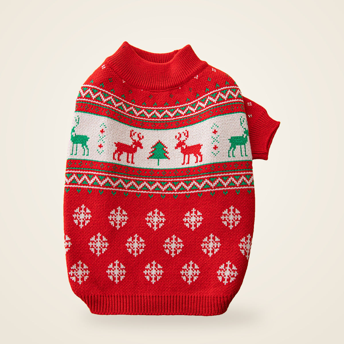 Red fair-isle Christmas reindeer dog sweater
