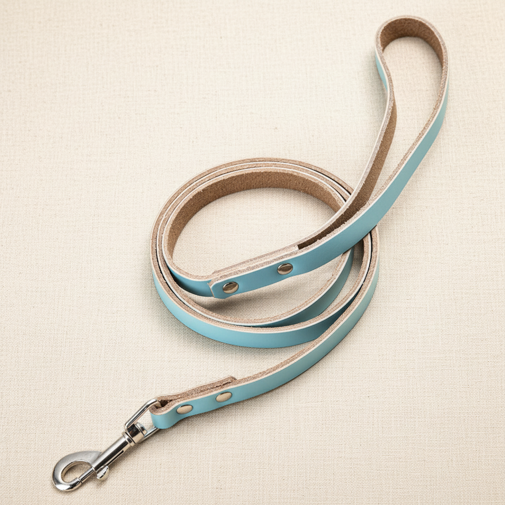 Sky blue leash beige bg