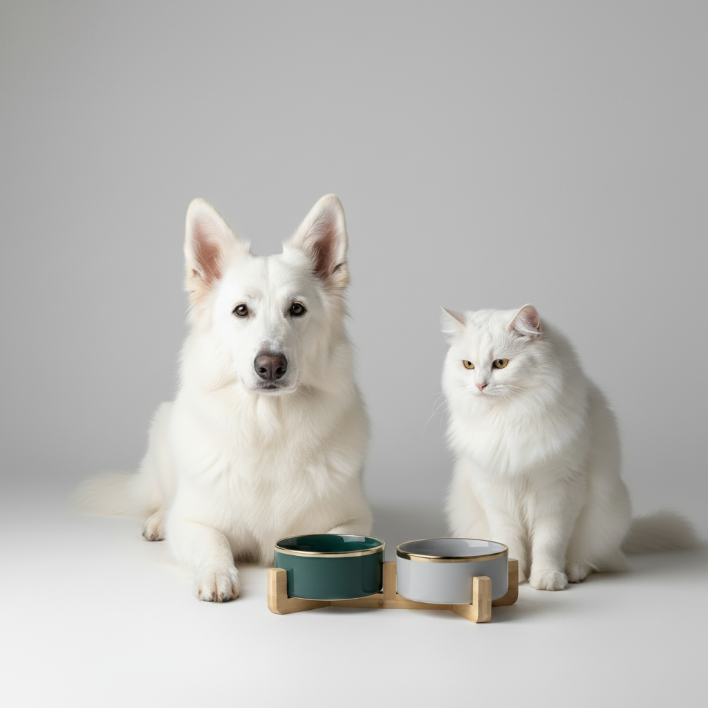 Square crop dog cat bowls