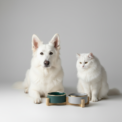 Square crop dog cat bowls