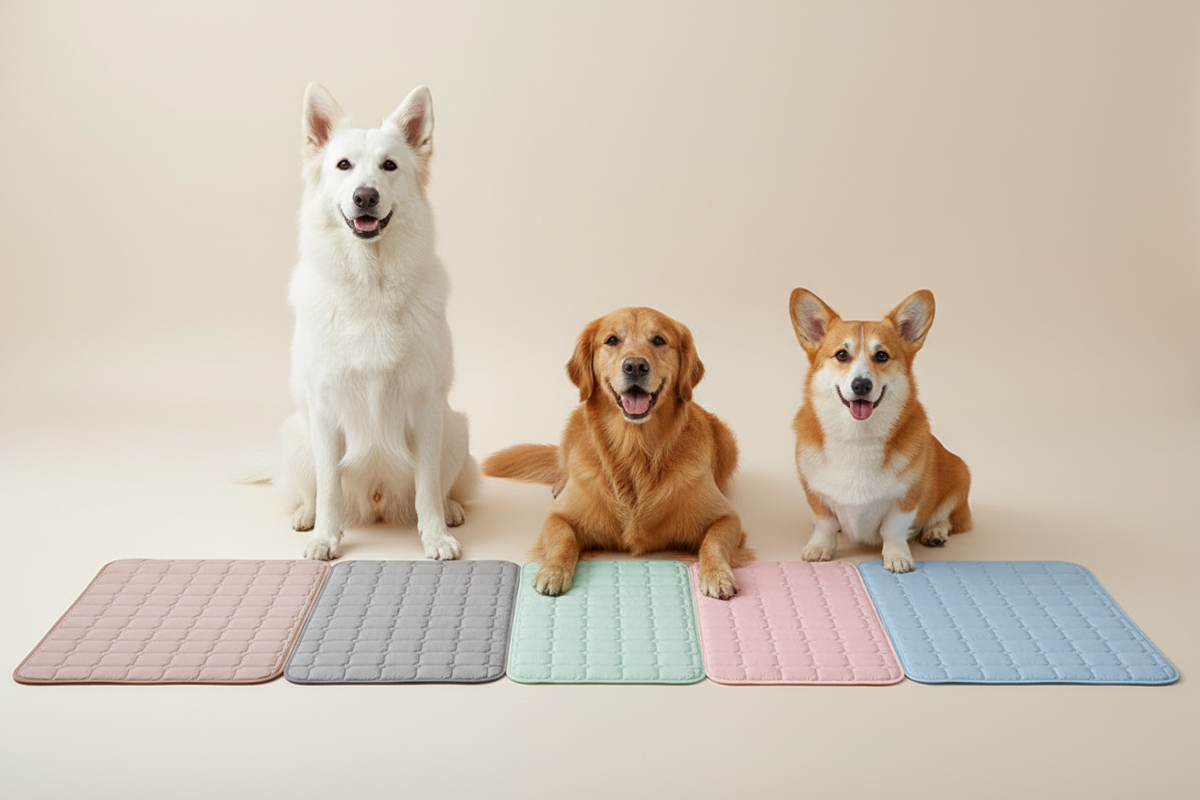 Three dogs with all mats